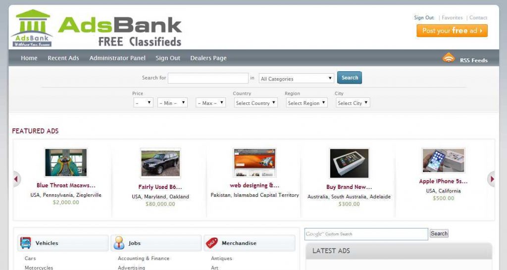 adsbank Free Classified